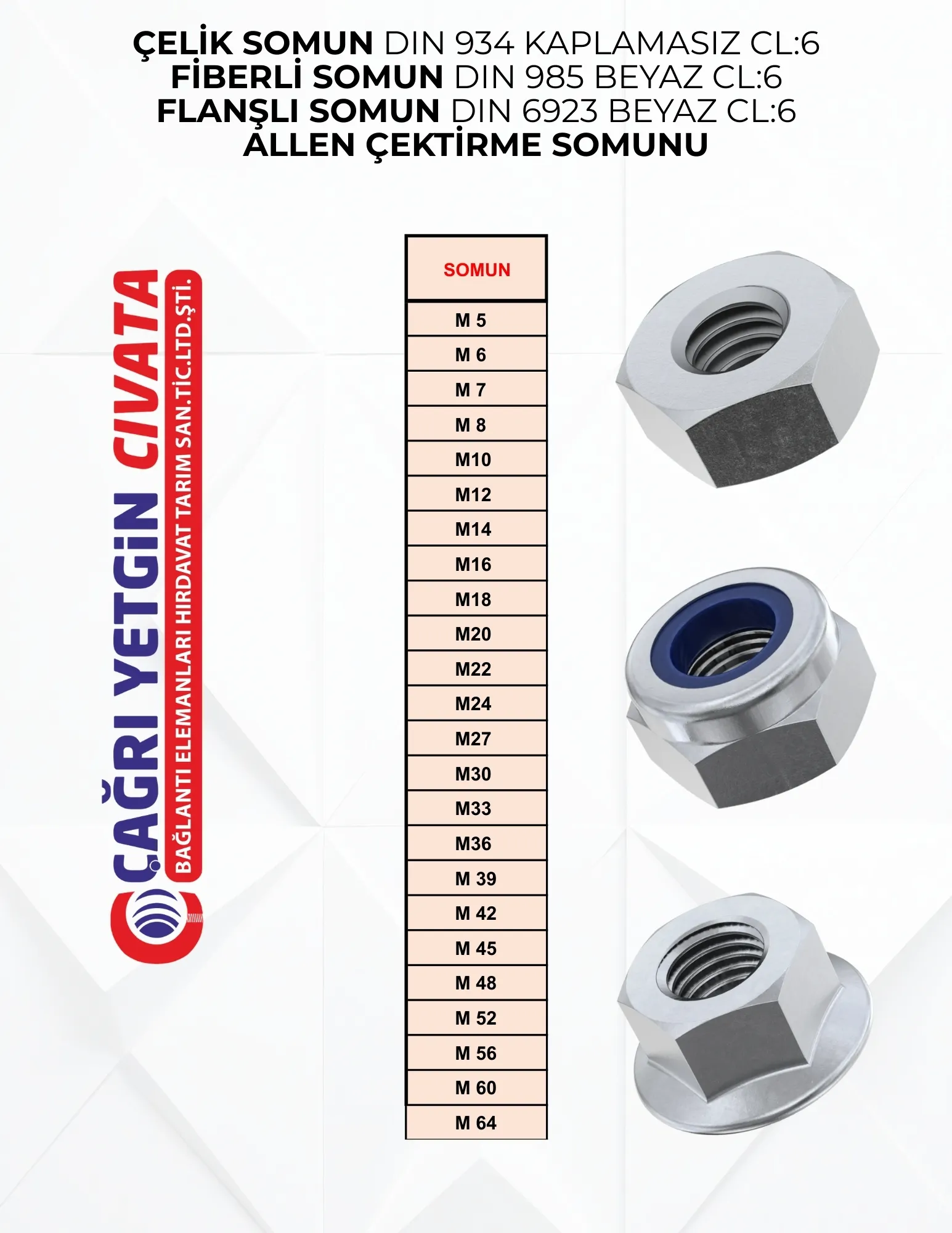 DIN 6923 ISO 4161 FLANŞLI ALTIKÖŞE SOMUN